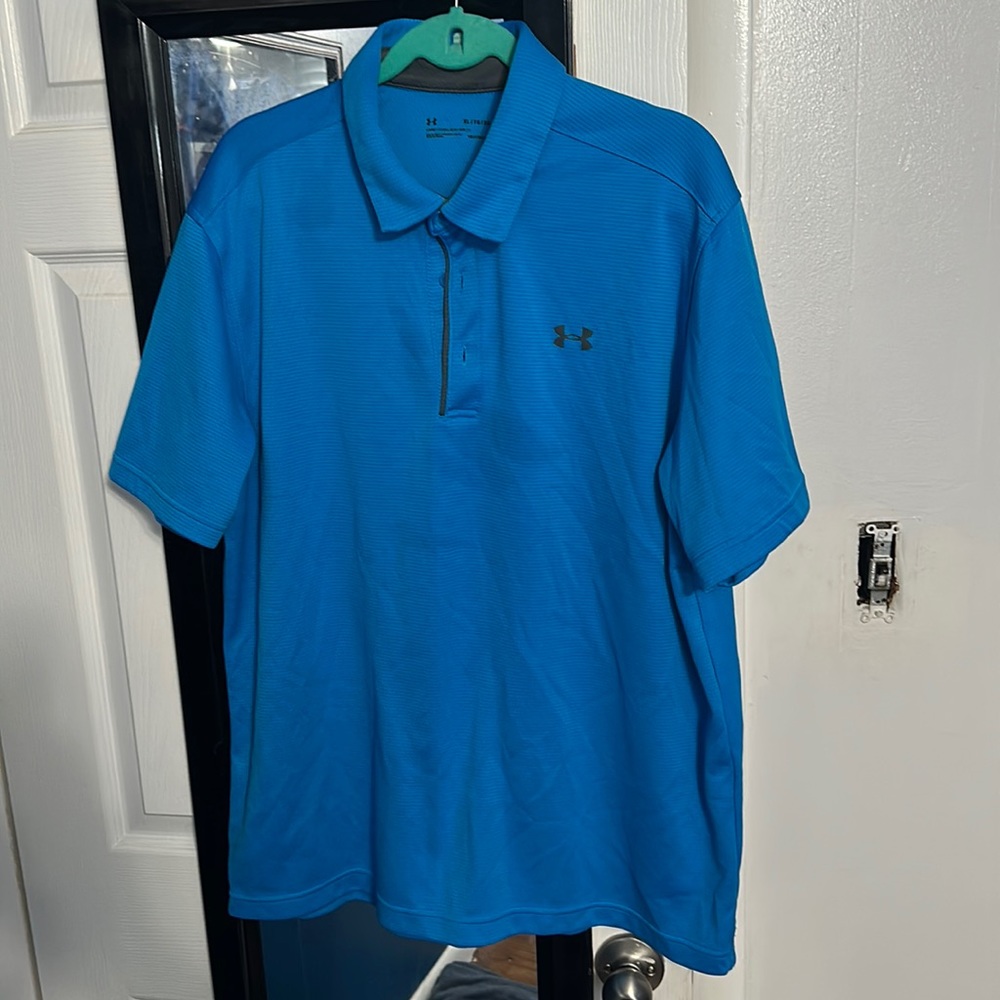 Blue under armour heat gear polo xl